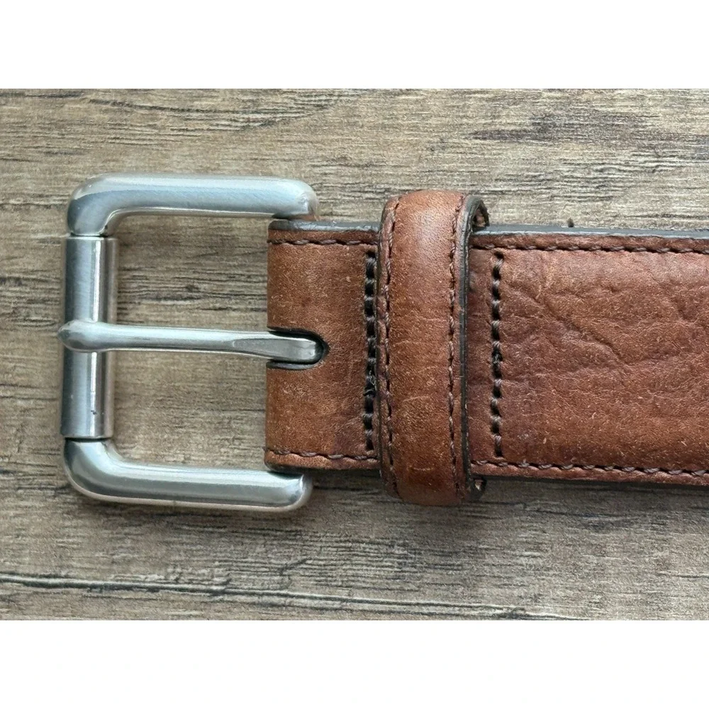 Orvis American Bison Brown Leather Belt Buffalo Nickel Sz 42 USA Southwestern
